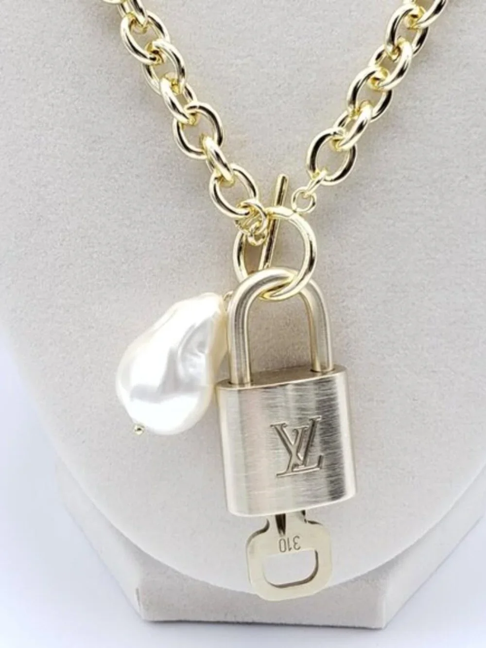 Authentic Louis Vuitton Gold Padlock w/unbranded 16k Gold Plated Stainless Steel